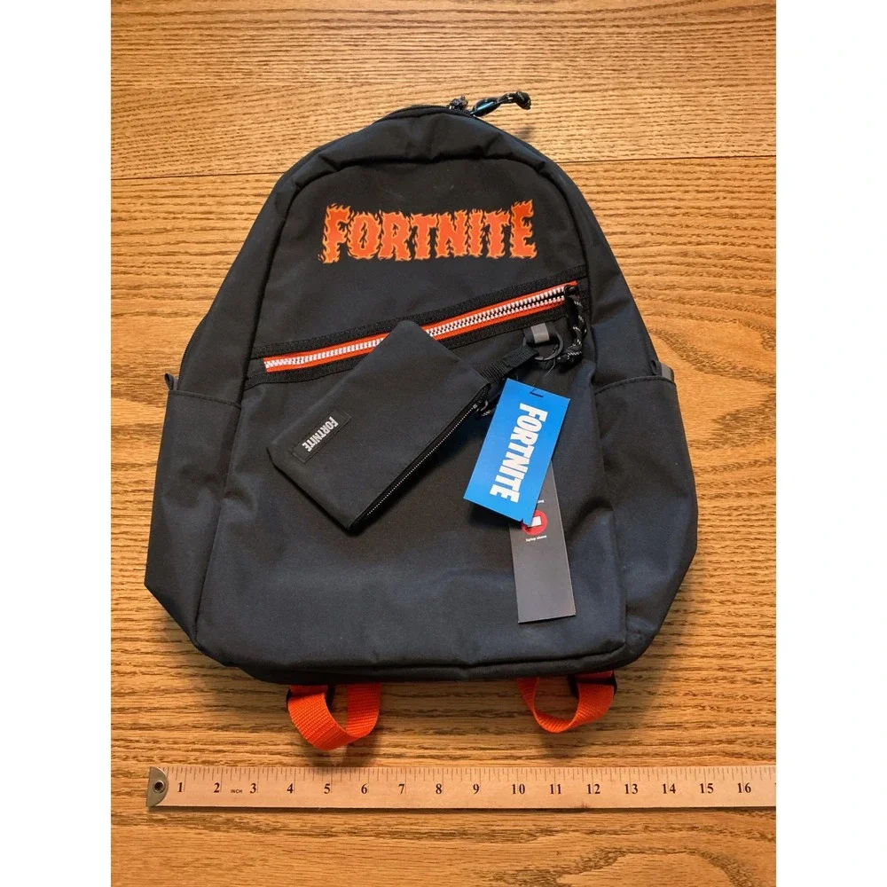 Fortnite Backpack Black Orange Flame Logo Laptop Sleeve Pouch FS2-1762BEFN1-017